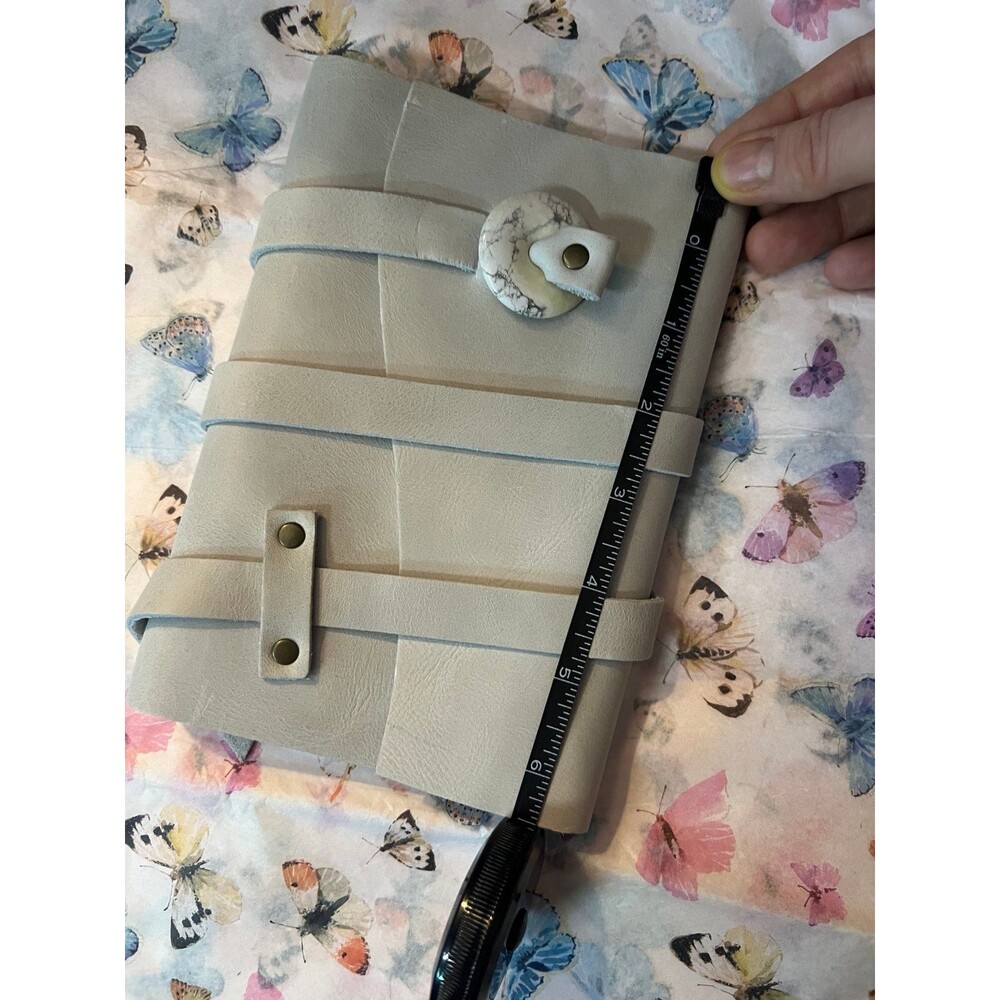 Portland leather beluga medium wrap stone journal